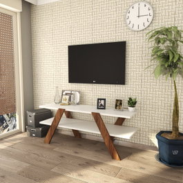 Hanah Home Soporte de TV Blanco y Nogal